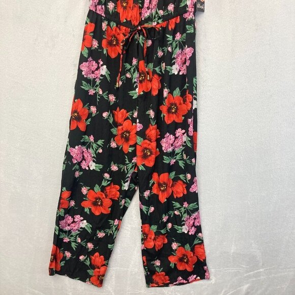 NWT Blush Off the Shoulder Black Floral Jumpsuit Womens 1X Red Lightweight XL - Picture 7 of 16
